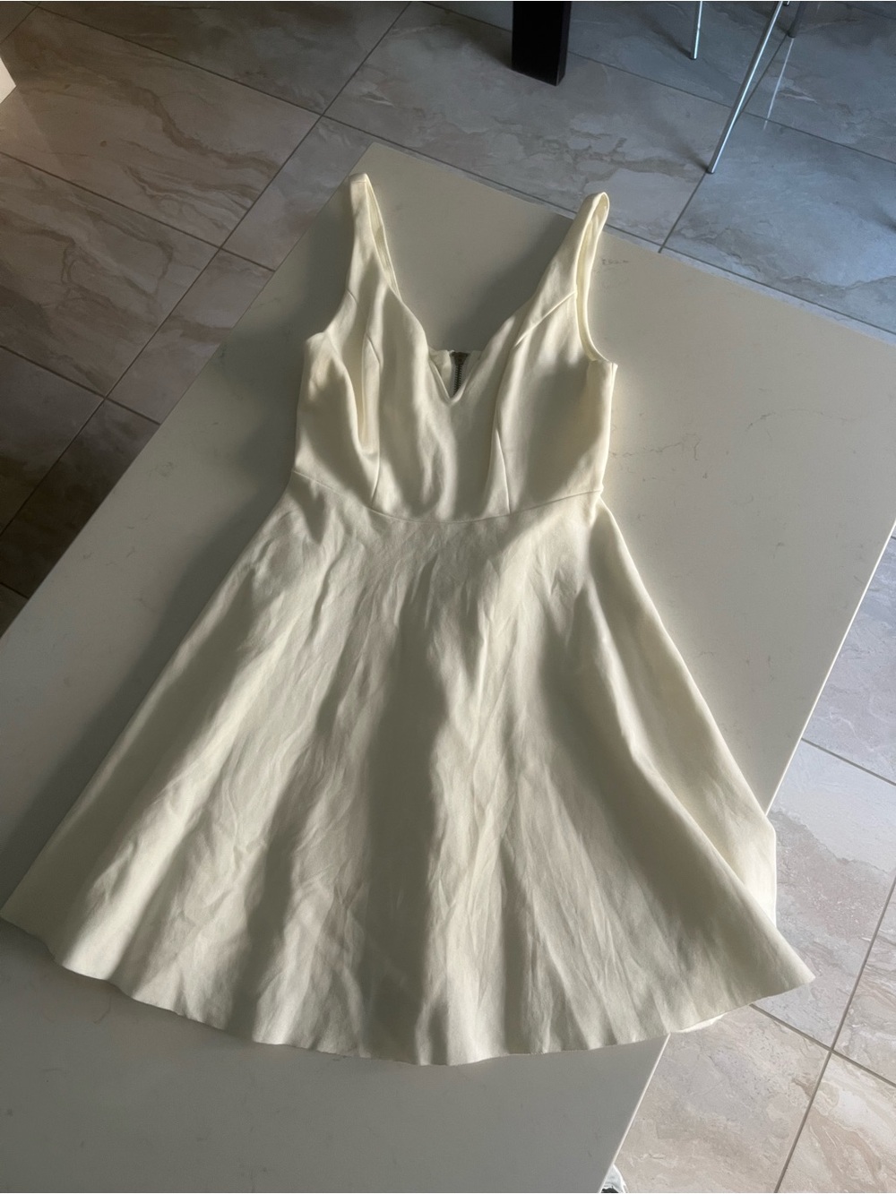 Ivory Cream Fit-and-Flare Mini Dress
